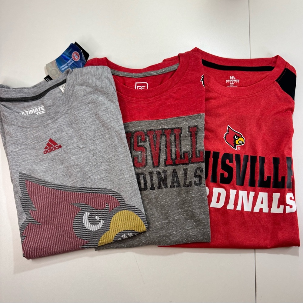 Louisville Cardinals T-shirts Lot of 3 Shirts Medium NWT NCAA College Adidas